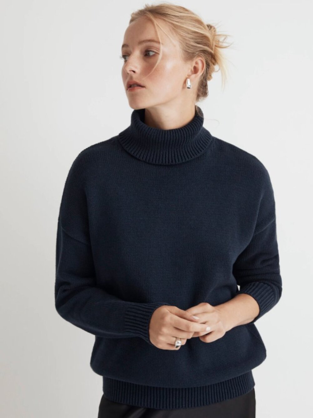 Madewell Ribbed Cotton Turtleneck Sweater Navy Size S